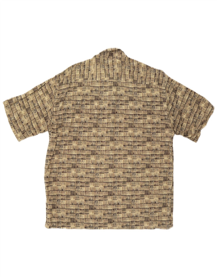 Camisa vintage de manga corta para hombre Rayón a rayas beige grande