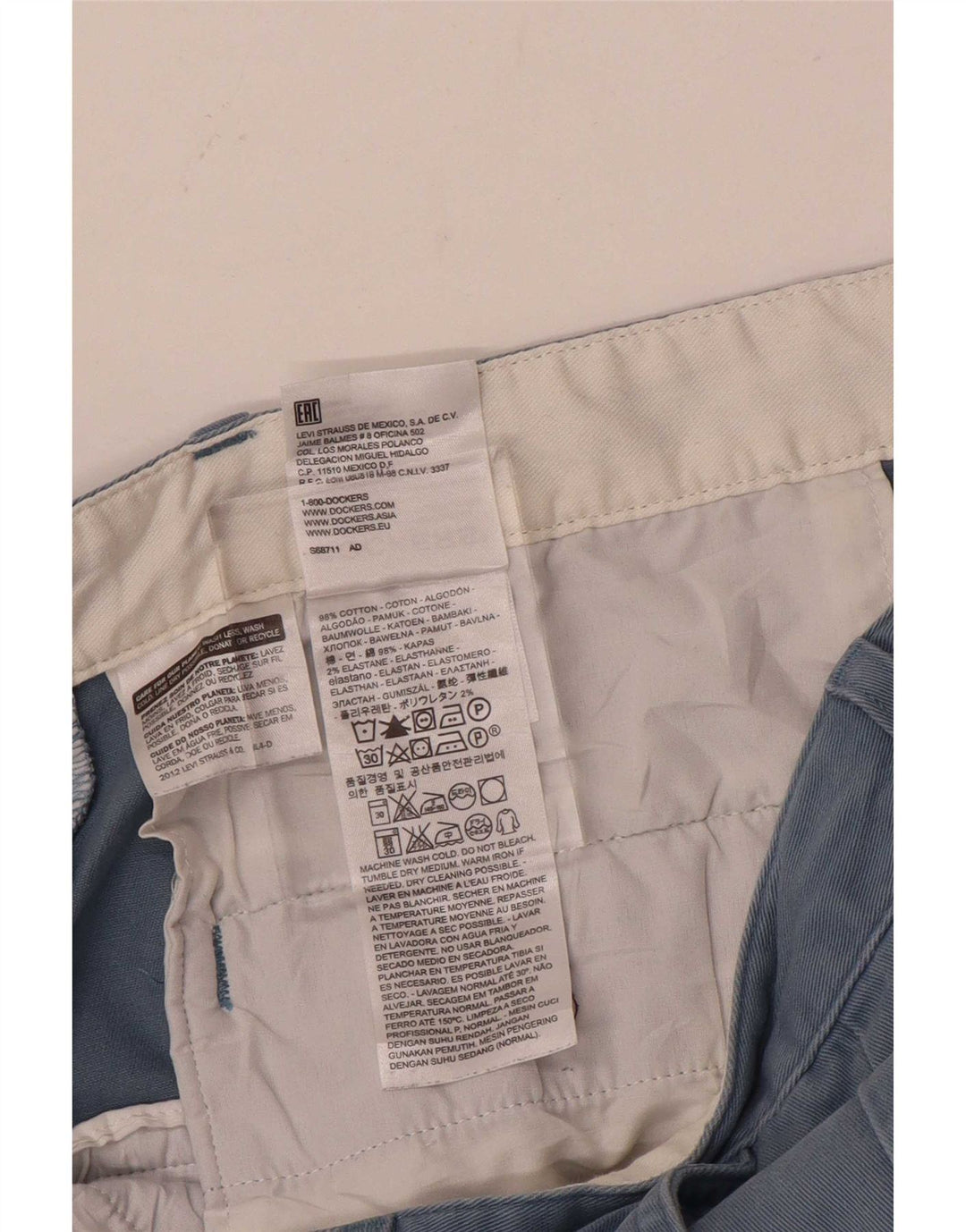 Dockers Pantalones cortos tipo cargo para hombre W34 Algodón azul grande