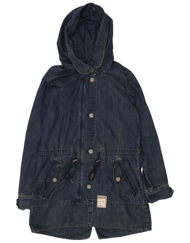 KHUJO Trenca con capucha para mujer UK 40 Algodón azul marino mediano