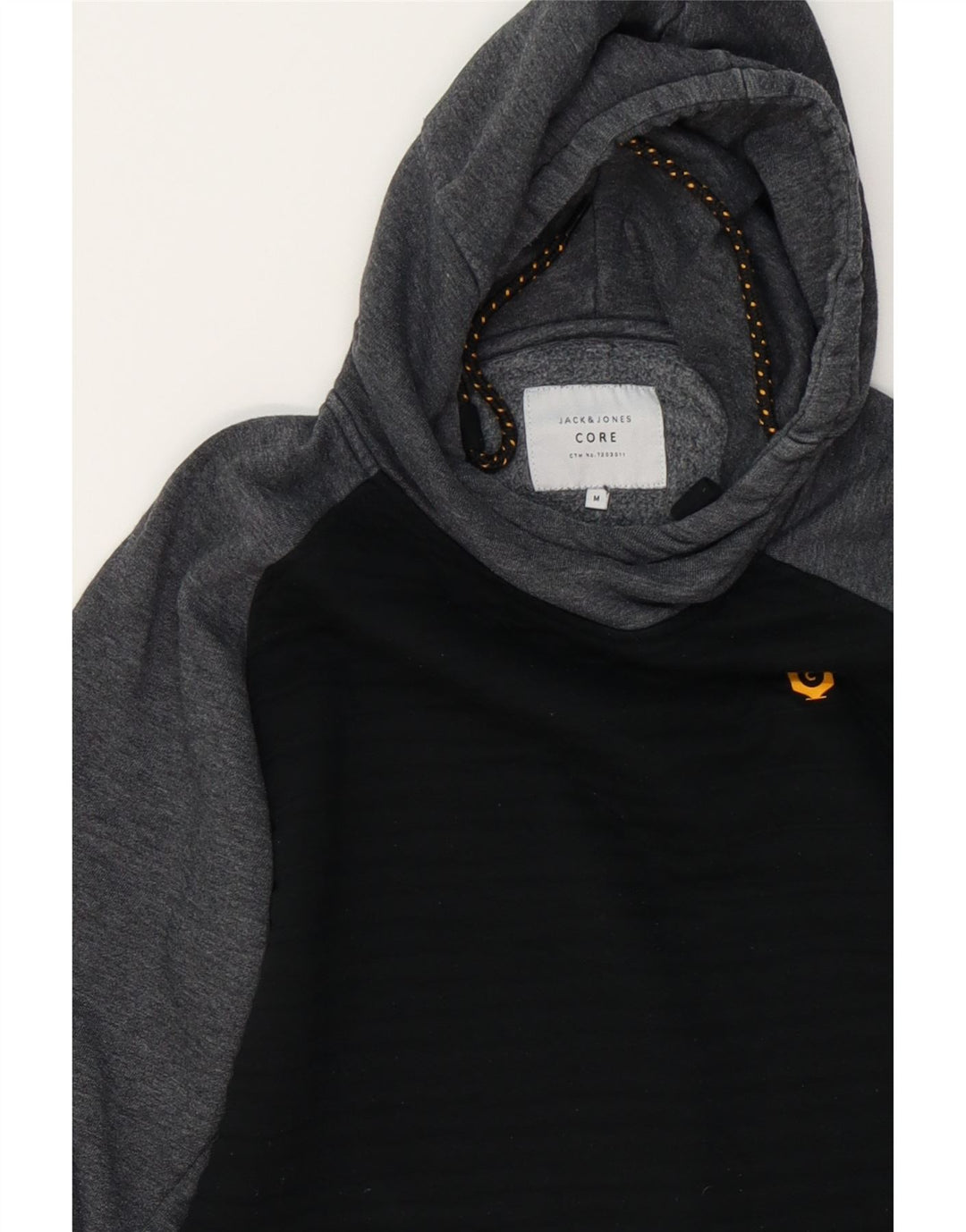 JACK & JONES Mens Hoodie Jumper Medium Grey Colourblock Polyester Vintage Jack & Jones and Second-Hand Jack & Jones from Messina Hembry 