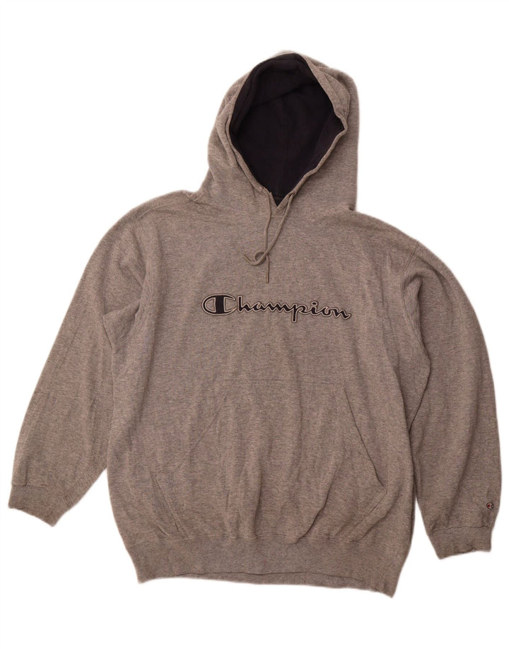 CHAMPION Mens Graphic Hoodie Jumper Large Grey