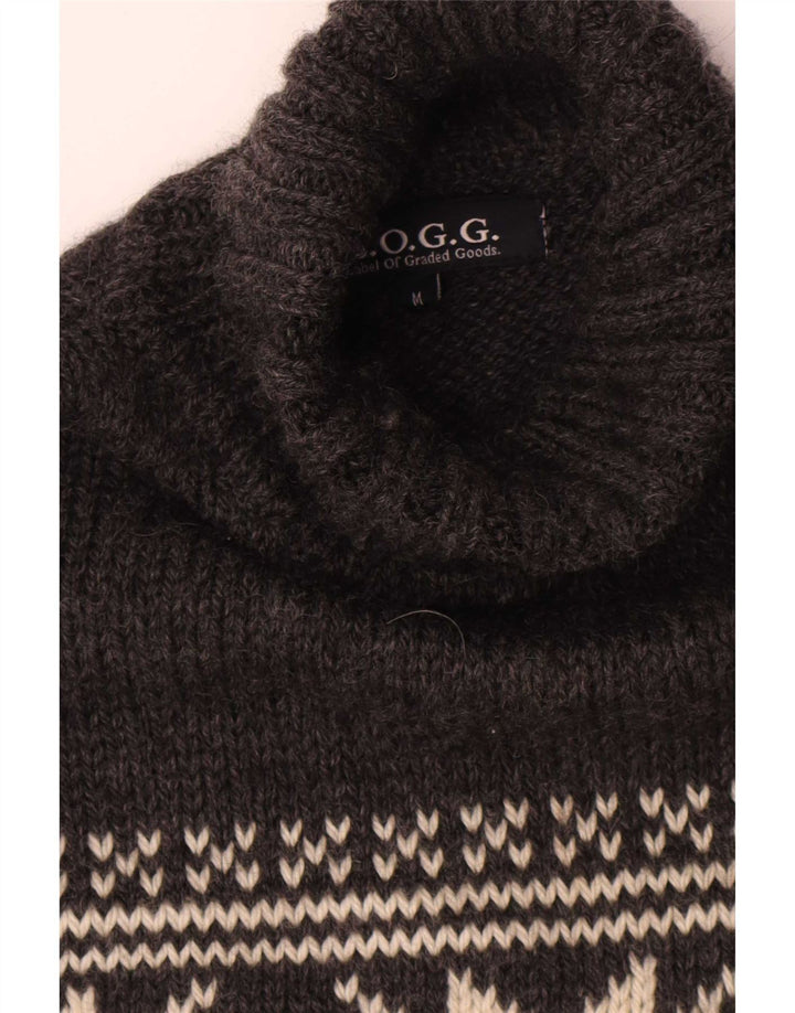 L.O.G.G Suéter tipo jersey con cuello vuelto para hombre Lana Fair Isle gris medio