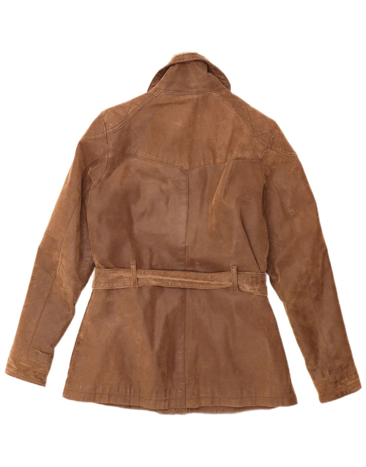 Chaqueta de cuero de corte vintage para mujer de Fat Face UK 42 Marrón medio