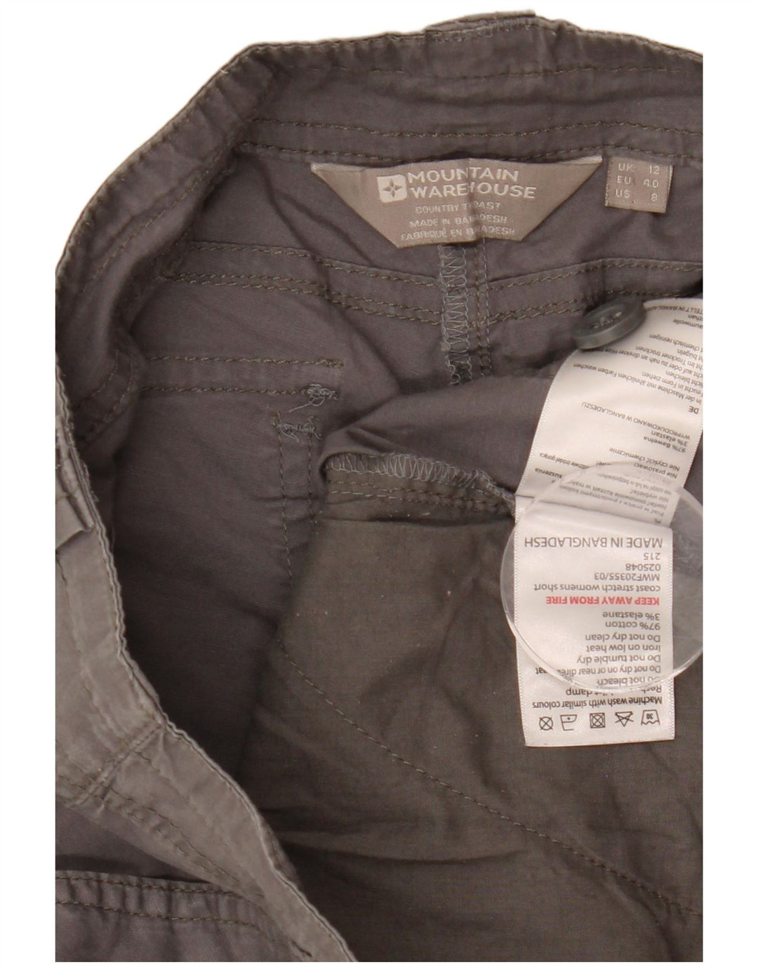 Pantalones cortos chinos para mujer Mountain Warehouse UK 12 Medium W32 Algodón gris