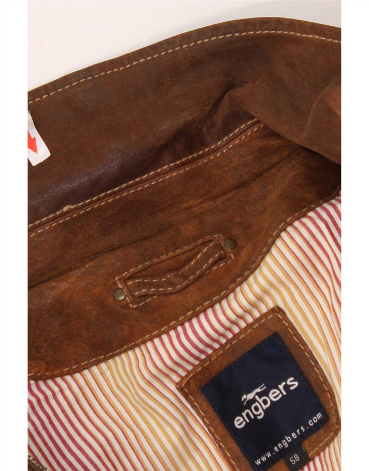 Engbers Chaqueta de cuero militar para hombre IT 58 4XL Marrón
