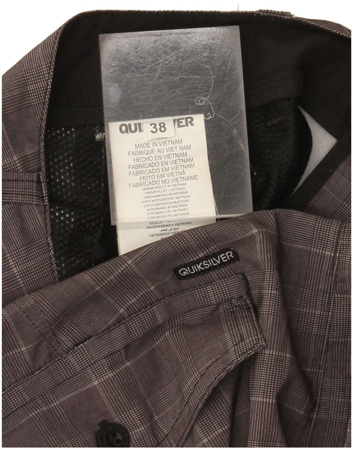 Quiksilver Pantalones cortos chinos para hombre W38 XL Poliéster gris pata de gallo