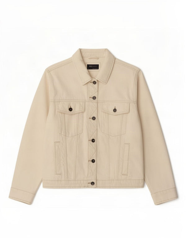 Marks & Spencer Chaqueta vaquera para mujer UK 24 4XL Algodón blanco roto