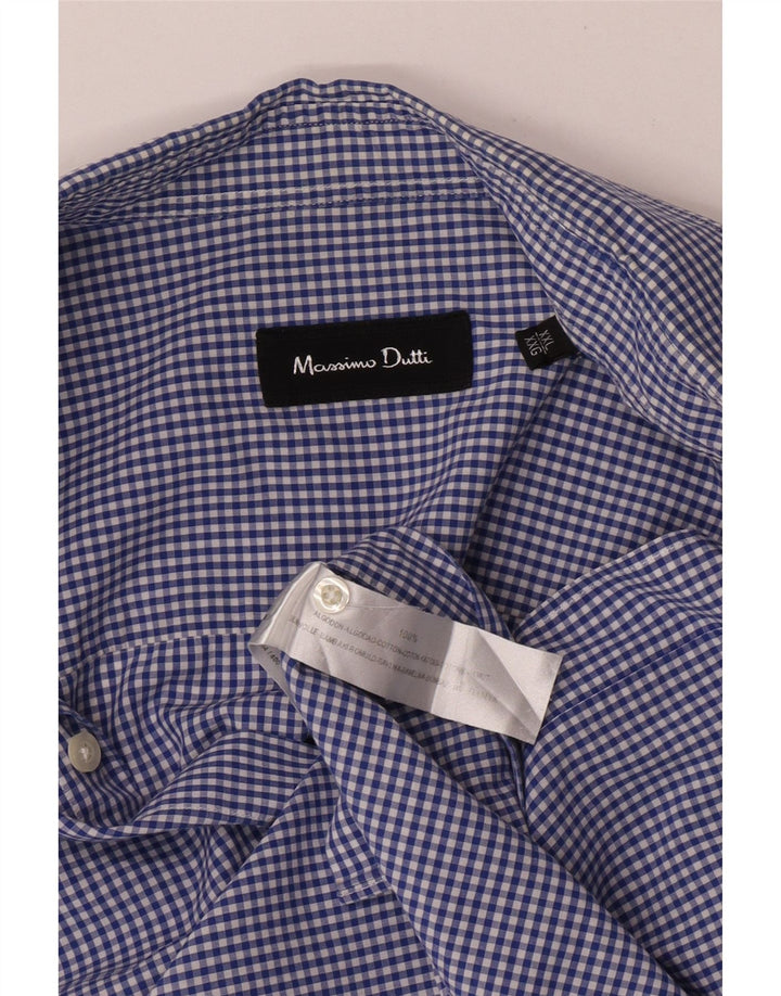Camisa Hombre Massimo Dutti 2XL Algodón Vichy Azul