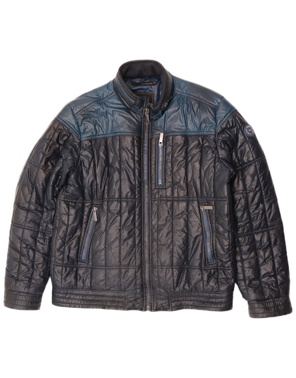 Calvin Klein Jeans Chaqueta acolchada para hombre UK 44 2XL Azul marino Colorblock