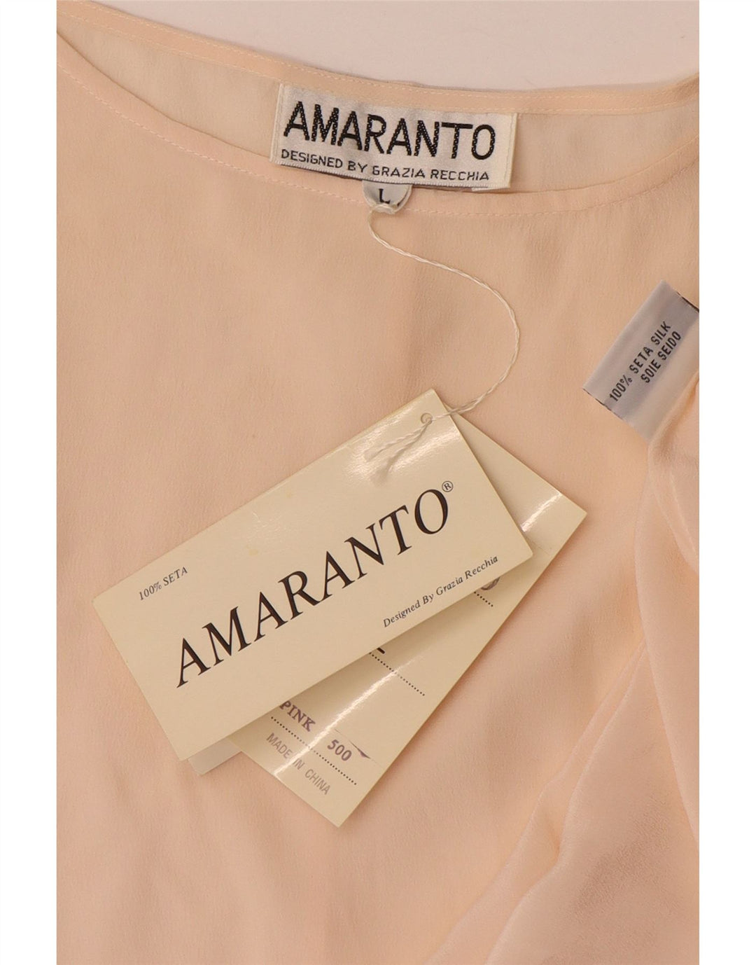 Amaranto Blusa Extragrande para Mujer Top UK 46 Large Seda Beige
