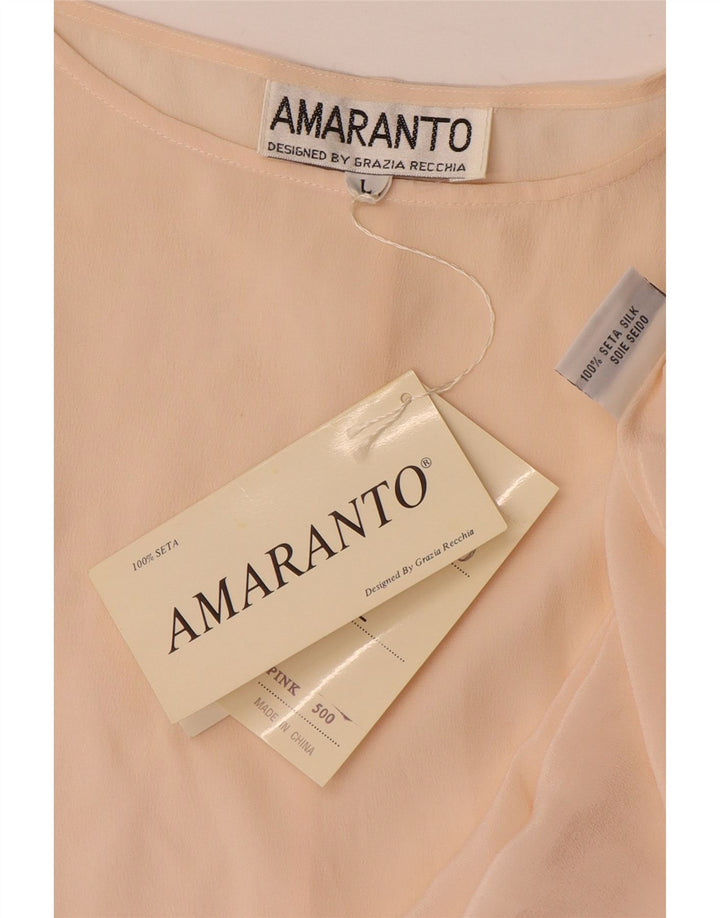 Amaranto Blusa Extragrande para Mujer Top UK 46 Large Seda Beige