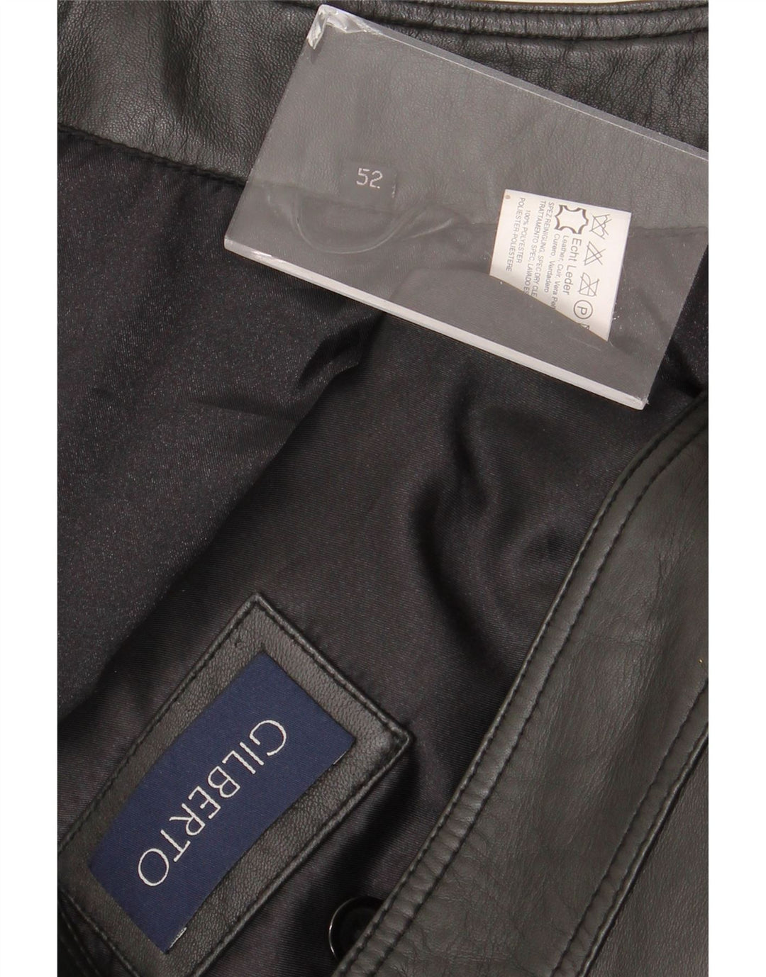 Gilberto Chaleco de cuero para hombre IT 54 2XL Cuero negro