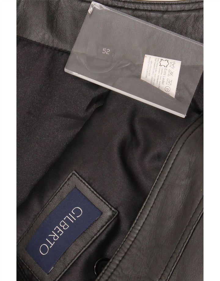 Gilberto Chaleco de cuero para hombre IT 54 2XL Cuero negro