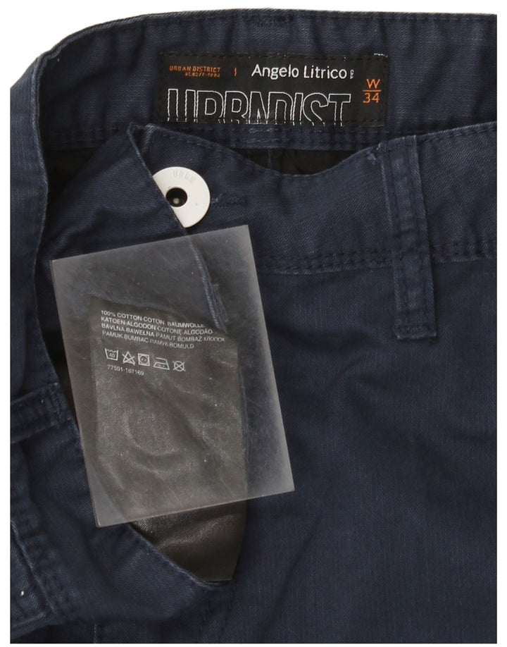 Angelo Litrico Shorts Cargo para Hombre W34 Grande Algodón Azul Marino