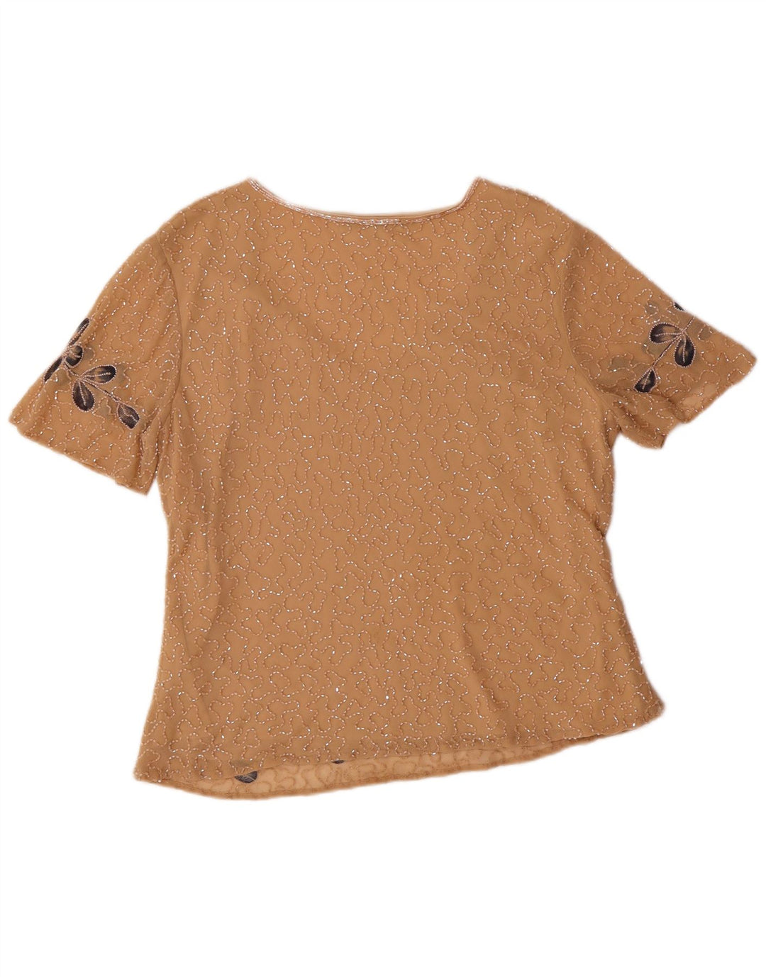 Jacques Vert Blusa para mujer Top UK 12 Poliéster floral beige medio