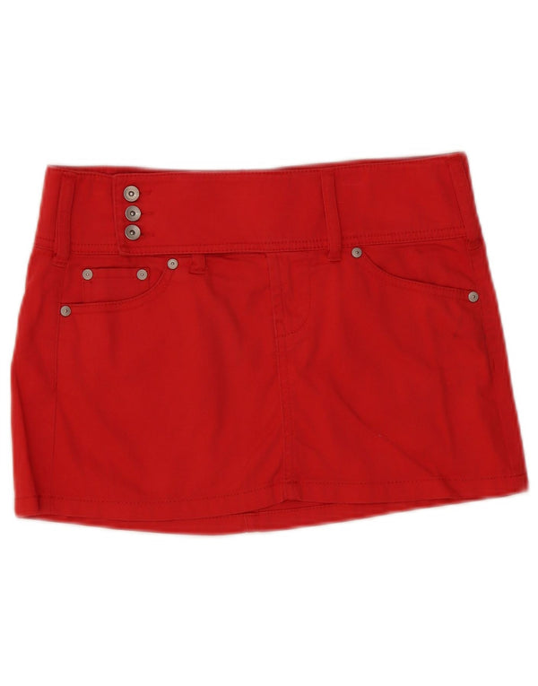 Benetton Minifalda De Talle Bajo IT 40 Small W30 Rojo Algodón