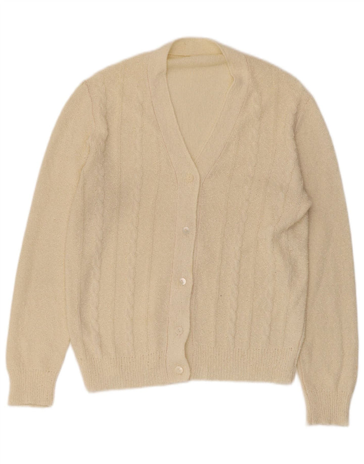 Vintage mujer Cardigan suéter Reino Unido 14 Medio Beige