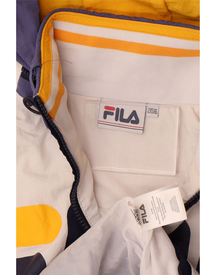 Fila Chaqueta anorak con gráfico extragrande para niños 5-6 años 2XS Bloque de color blanco