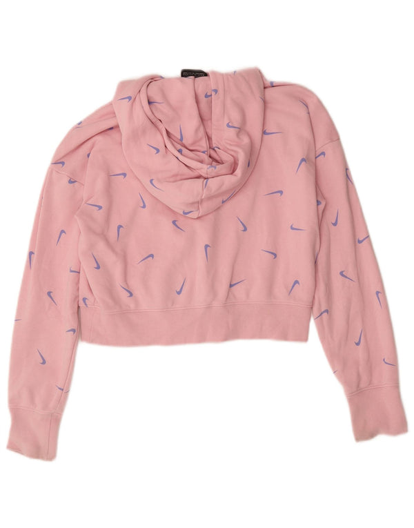 Nike Girls Crop Graphic Standard Fit Hoodie Jumper 12-13 Years Large Pink