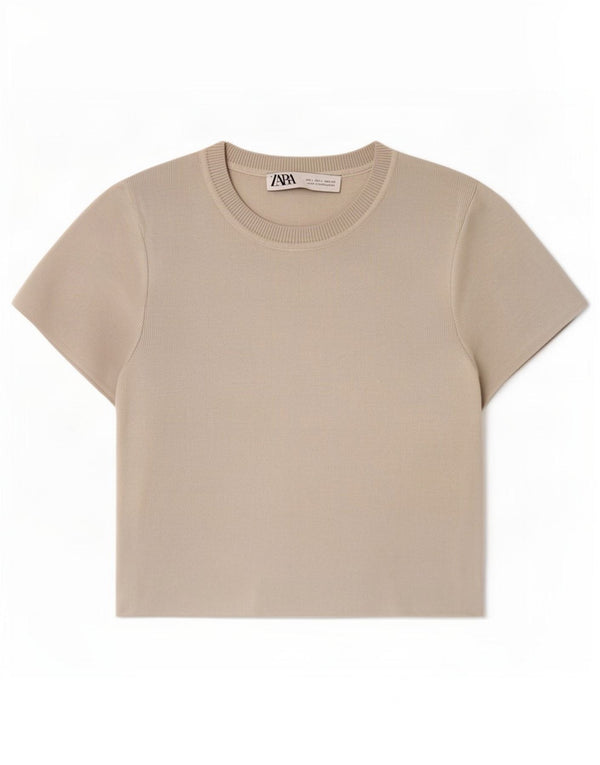 Zara Mujer Crop Top UK 44 Viscosa Gris Grande