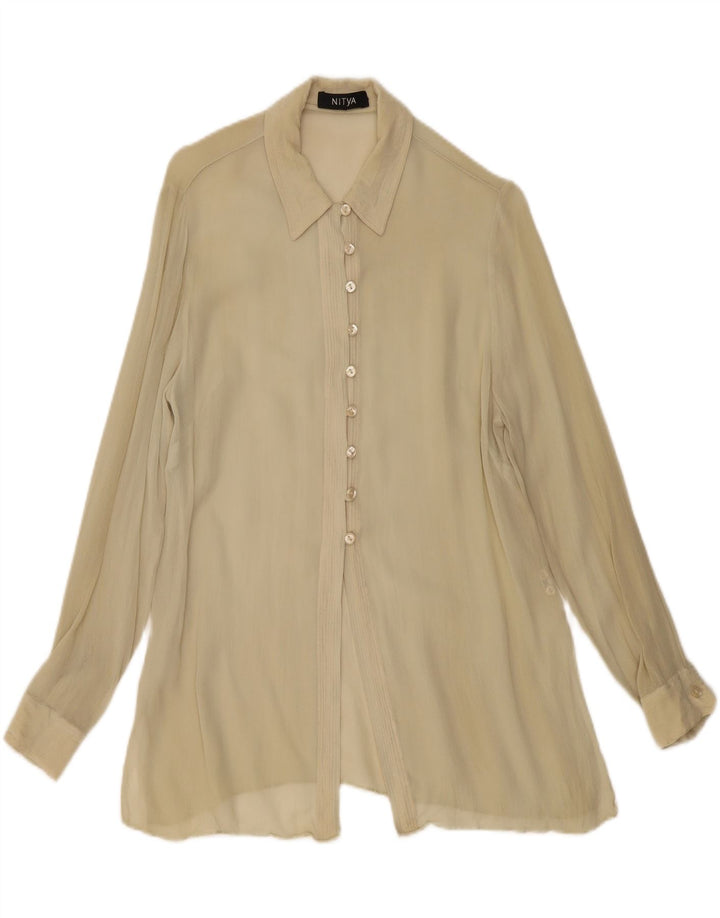 Blusa camisera transparente para mujer Nitya EU 38 Viscosa beige medio
