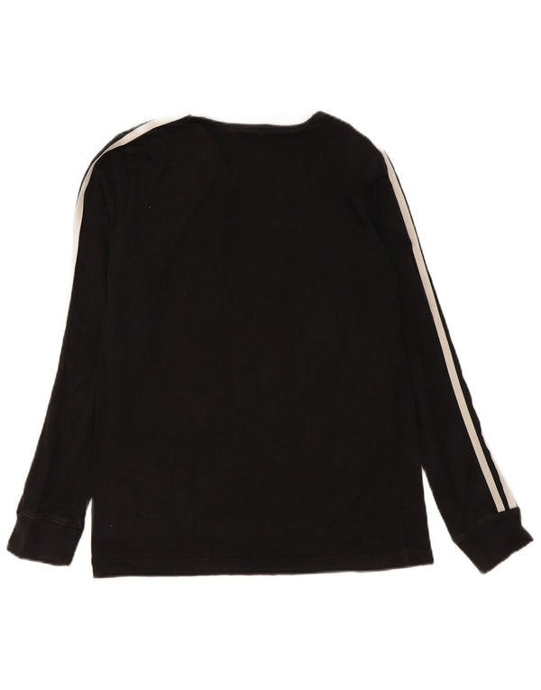 Adidas Mujer Top Manga Larga UK 10 Pequeño Algodón Negro