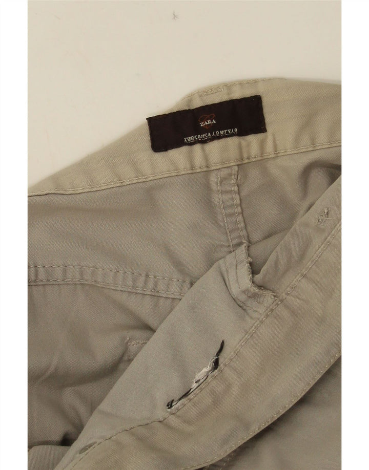 Zara Hombre Pantalones Casuales Rectos W38 L33 Gris