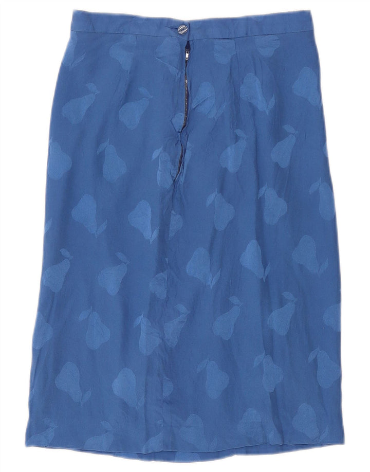 Falda recta vintage con patrón abstracto para mujer W26 azul pequeño