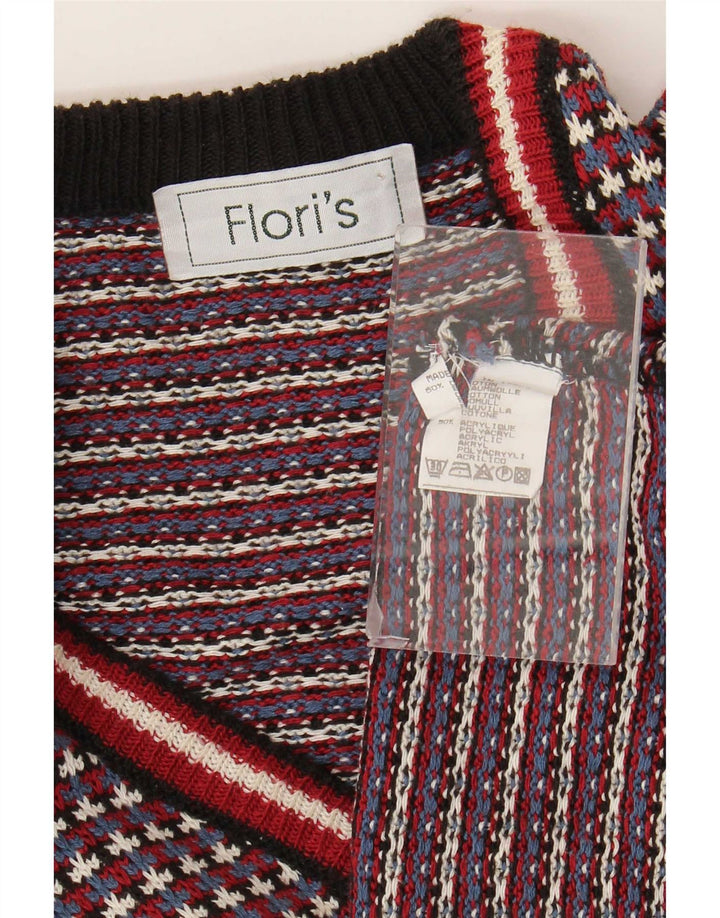 Vintage Hombres Chaleco Tank Top XL Algodón Geométrico Multicolor