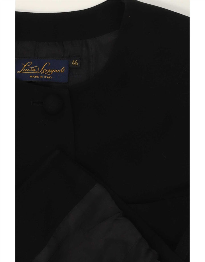 Luisa Spagnoli Chaqueta Blazer de Manga Corta con 5 Botones para Mujer IT 46 Grande Negro
