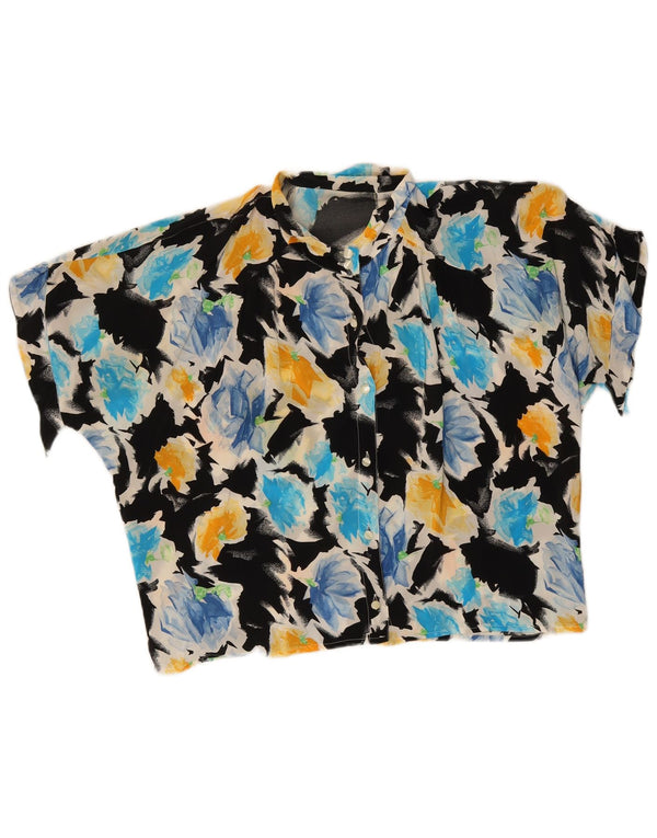 Vintage mujer manga corta camisa blusa Reino Unido 18 XL multicolor floral