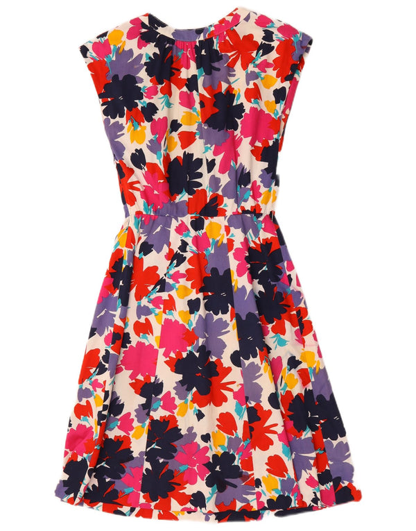 Vintage mujer A-Line vestido Reino Unido 12 medio multicolor floral