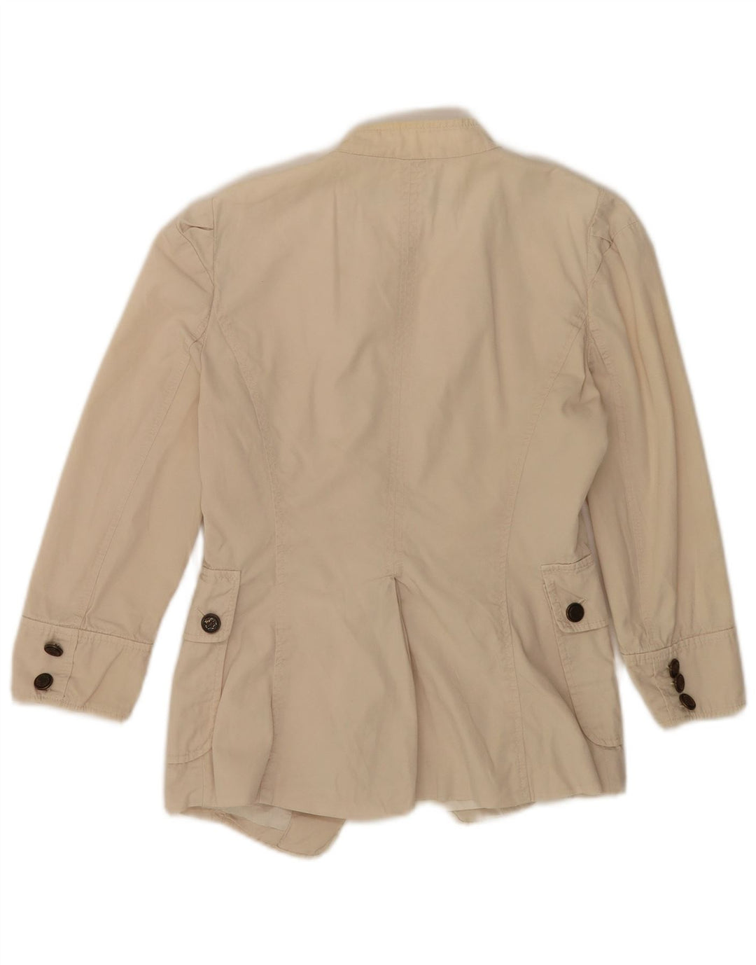 Zara Mujer Chaqueta Blazer Manga 3/4 UK 10 Small Algodón Beige