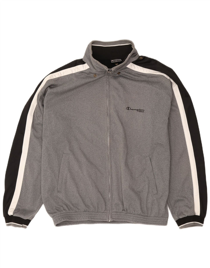 CHAMPION Chaqueta superior de chándal para hombre Poliéster con bloques de color gris grande