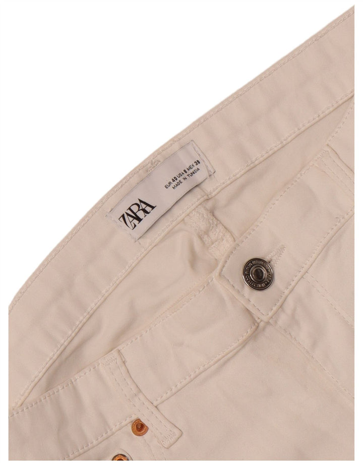 Zara Mujer Pantalones Casuales Slim EU 40 Medium W30 L27 Blanco