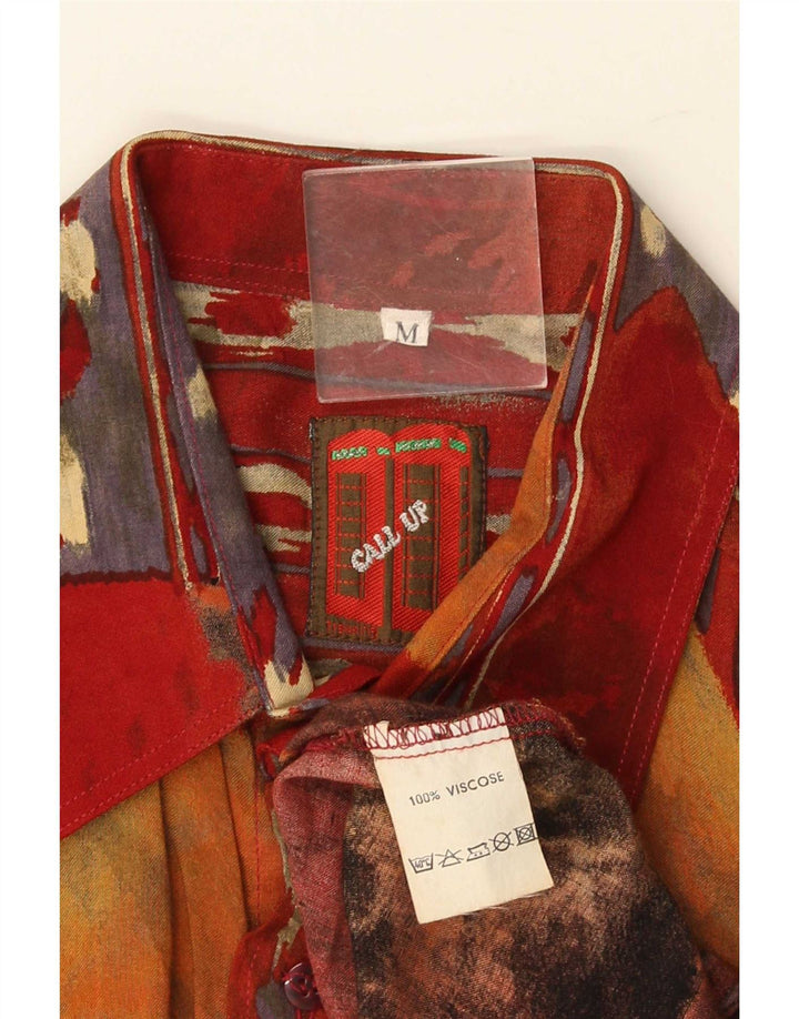 Camisa vintage para hombre con estampado abstracto de viscosa multicolor mediana