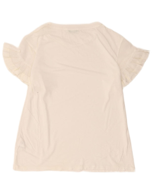 Benetton Camiseta Holgada De Mujer UK 8 Small Blanco Algodón