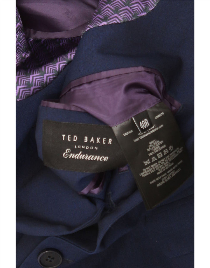 Ted Baker Chaqueta tipo blazer de 2 botones para hombre UK 40 Large Lana azul marino
