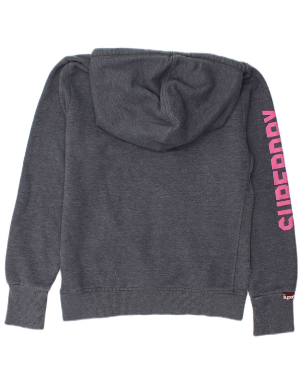 Superdry Jersey con capucha gráfica para mujer Reino Unido 46 Algodón gris grande