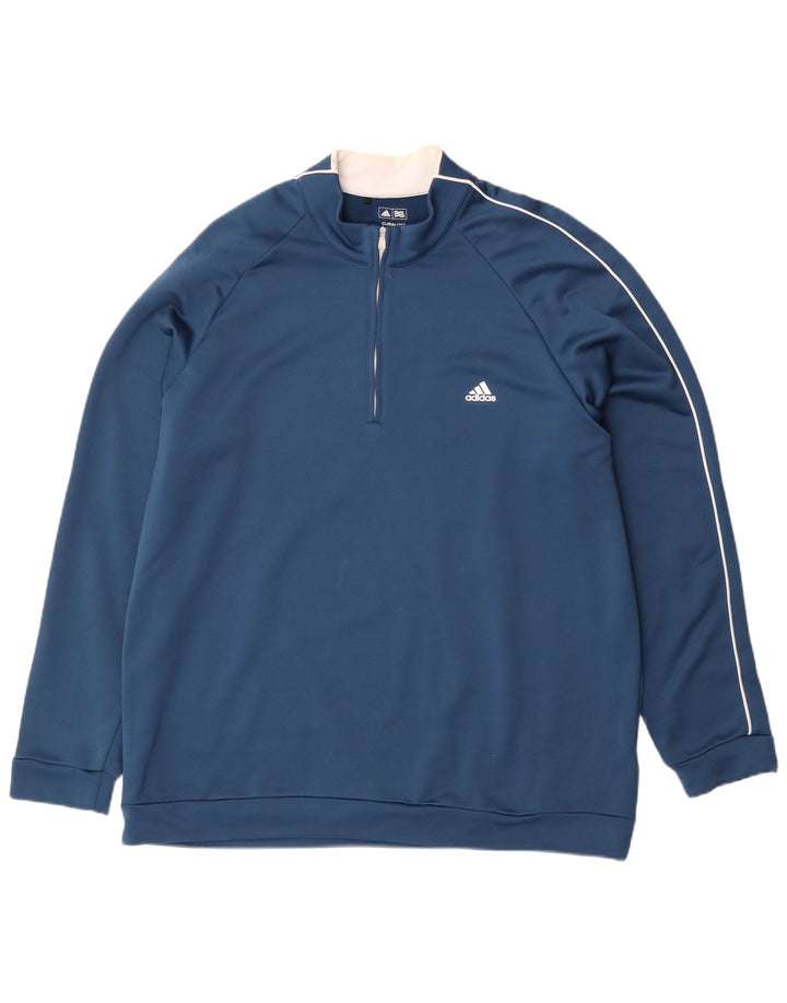 Adidas Climalite - Chándal con cremallera y cuello para hombre, talla 2XL, poliéster azul