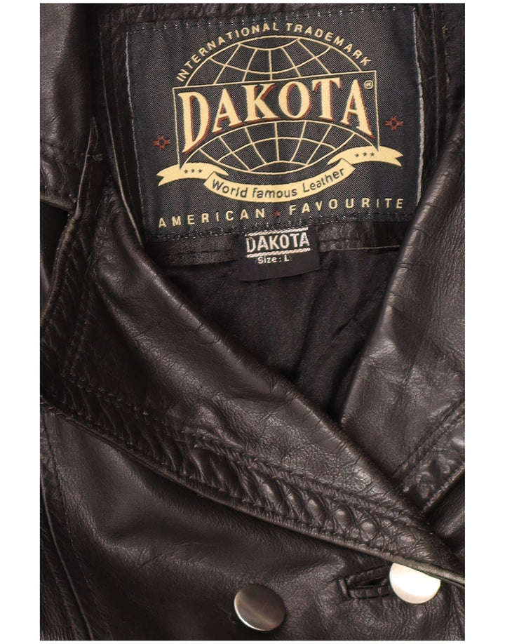 DAKOTA Chaqueta de cuero para mujer UK 16 Grande Cuero negro Clásico