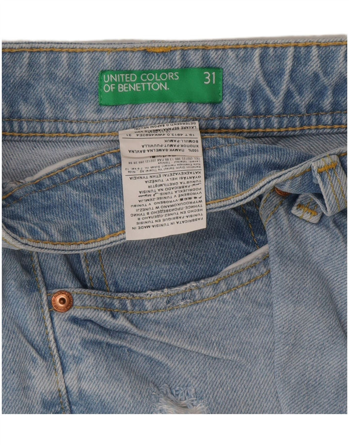 Benetton Shorts Vaqueros Desgastados W31 Algodón Azul Medio