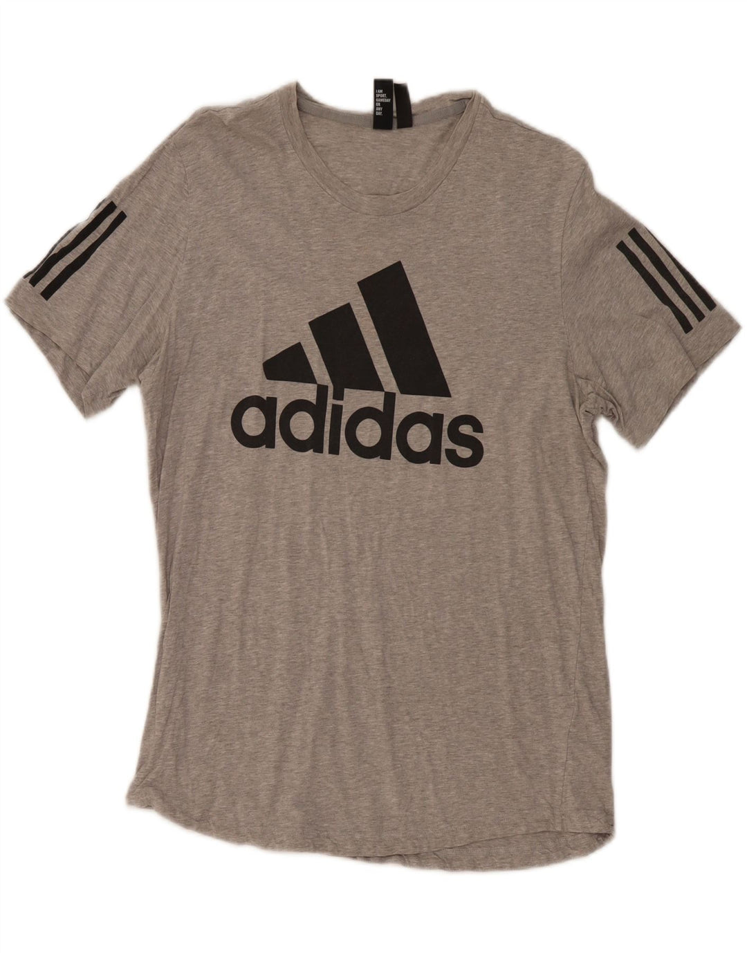 Adidas Hombre Camiseta Gráfica Top Algodón Gris Medio