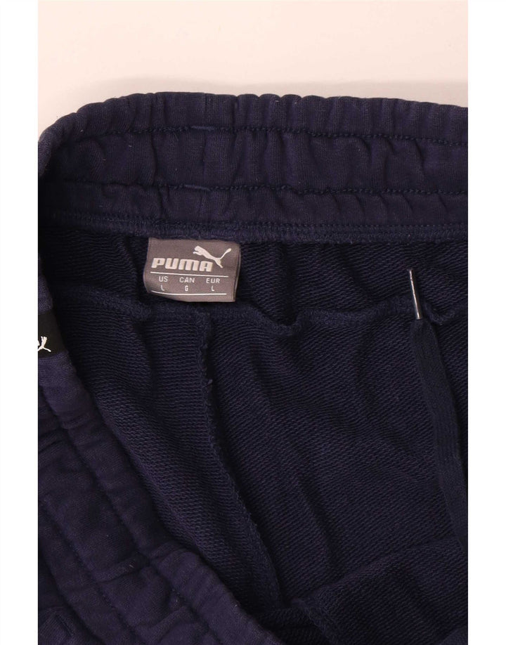 Puma Pantalones cortos deportivos con gráficos para hombre, talla grande, azul marino
