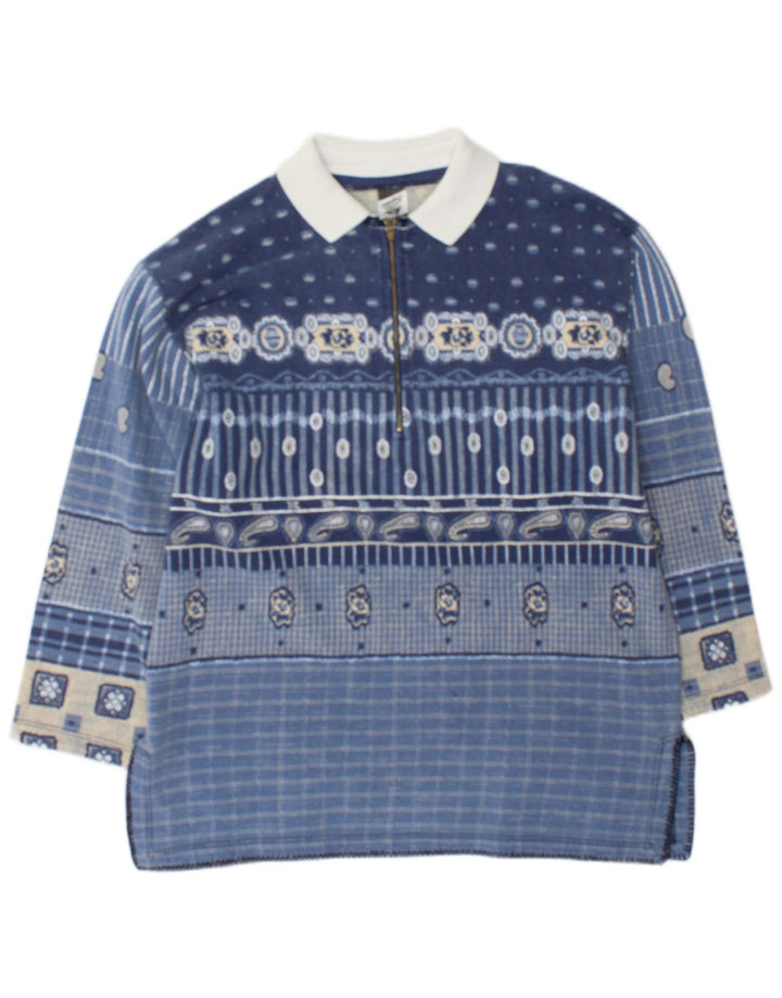Meeting Hombre Polo Cuello Sudadera Jumper Azul Medio Patchwork