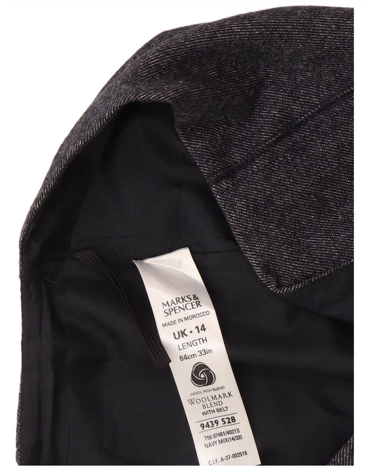 Marks & Spencer Falda midi para mujer UK 14 Medium W30 Lana azul marino