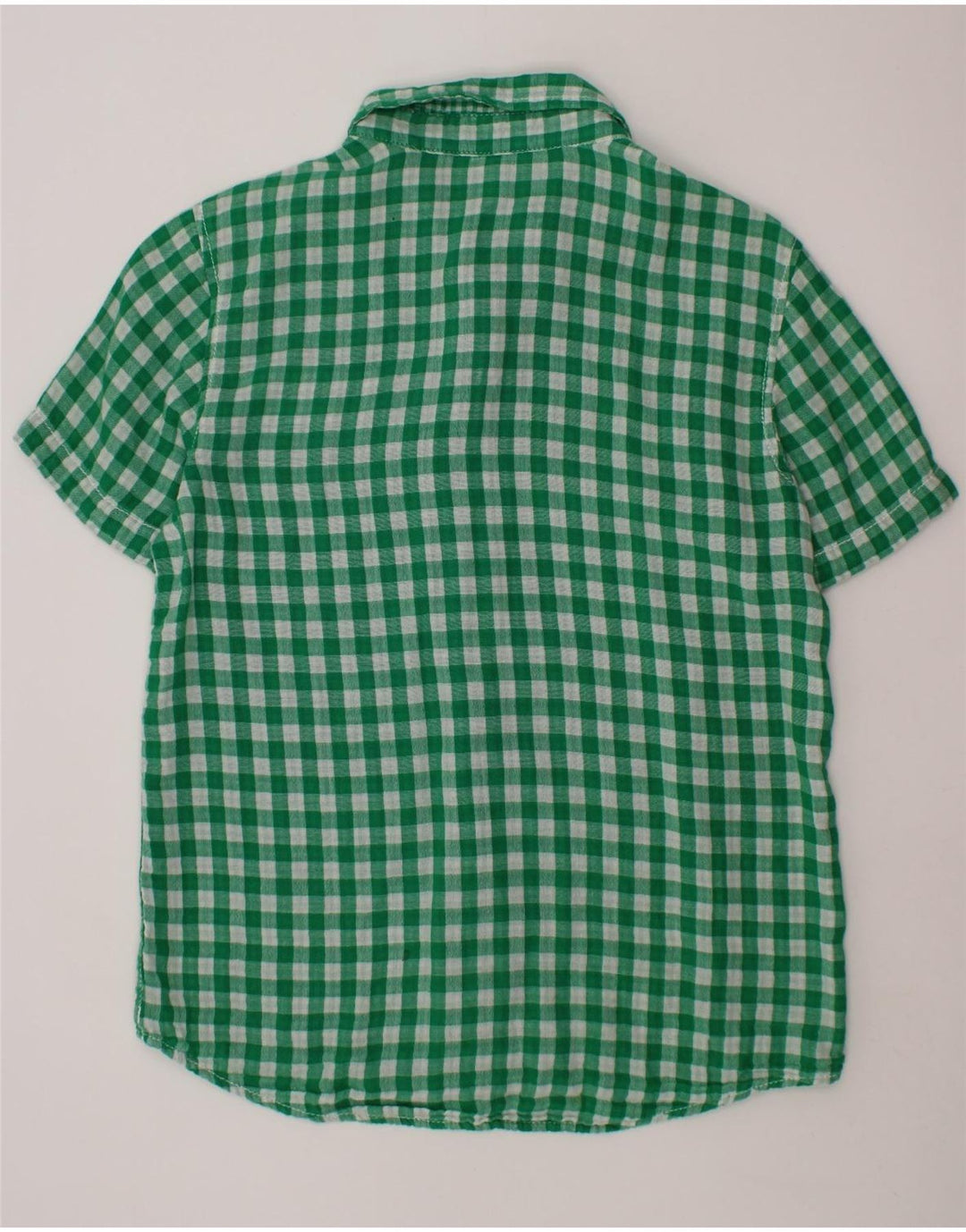 BENETTON Camisa Manga Corta Niño 10-11 Años Vichy Verde