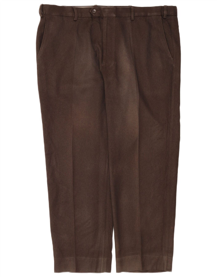 Marks & Spencer Pantalón de traje regular recto para hombre W42 L29 Poliéster marrón
