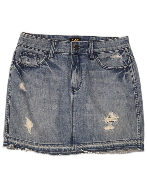 Lee Falda Vaquera Desgastada para Mujer US 7 Mediana W28 Algodón Azul