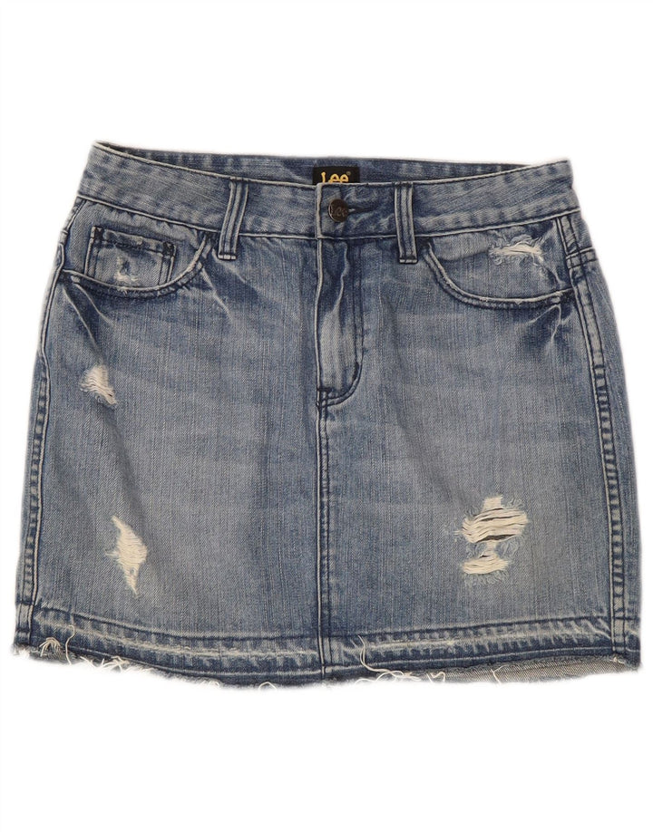 Lee Falda Vaquera Desgastada para Mujer US 7 Mediana W28 Algodón Azul